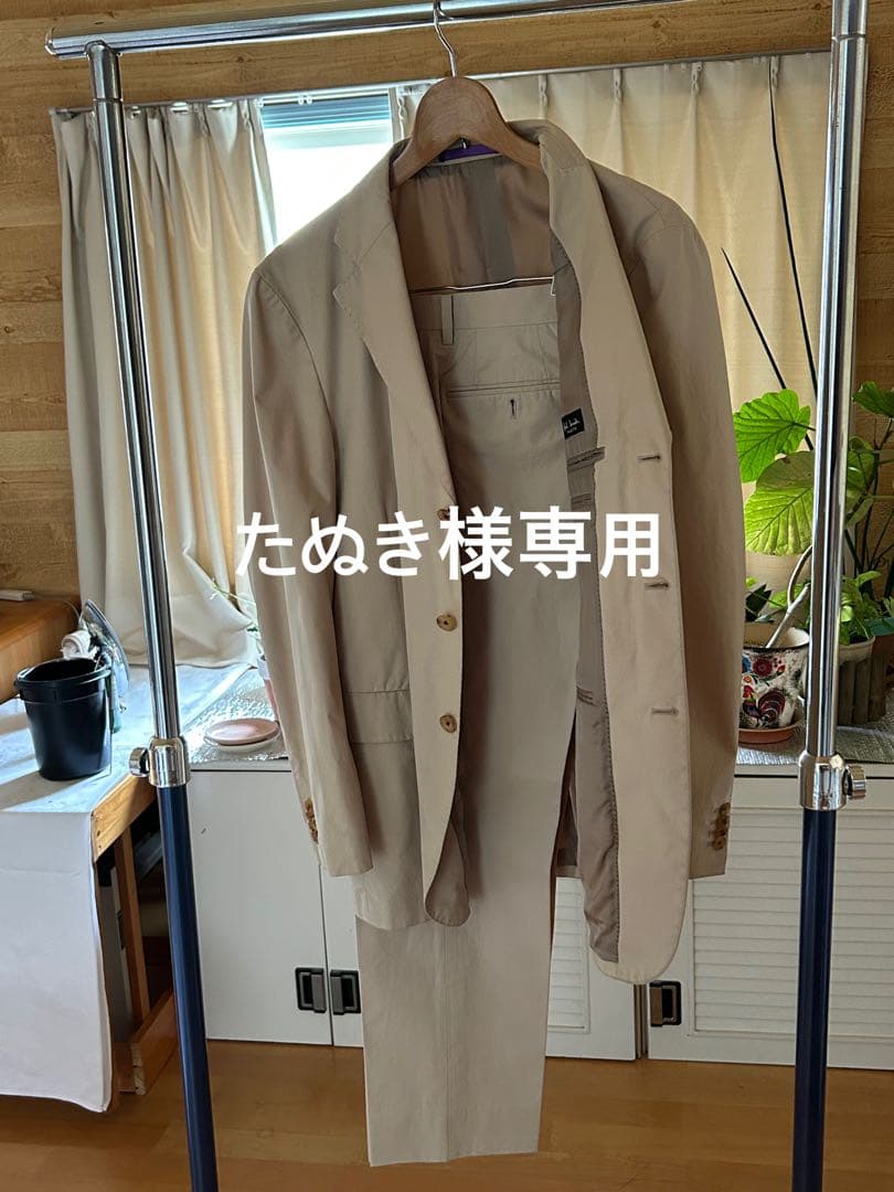 ベージュ シングルブレスト 2ピーススーツ