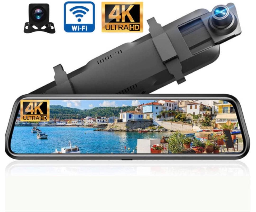 新品 2025年最新4Kドライブレコーダーミラー型 10インチ 前後カメラ超広角