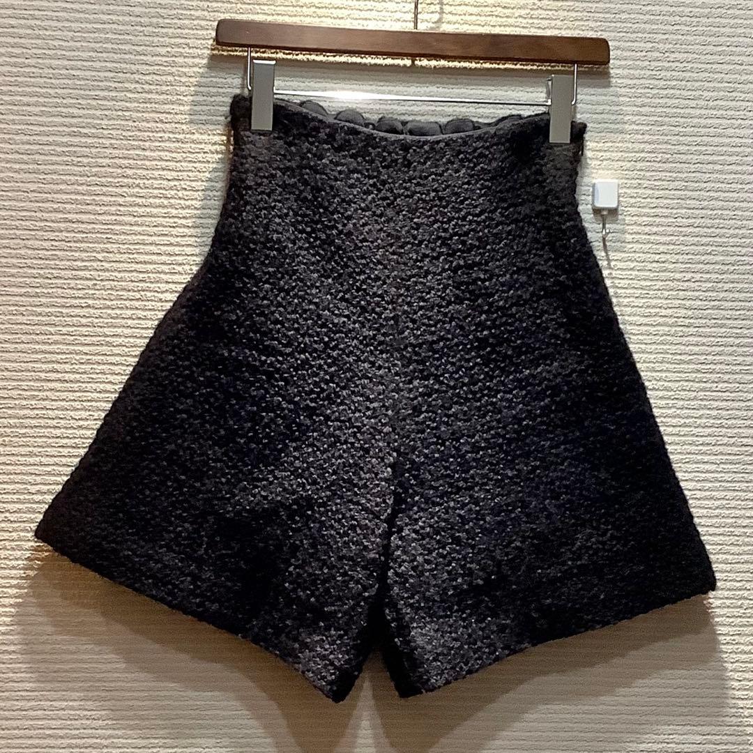 人気 cygne シーニュ ツイードショートパンツ ハイウエストパンツ ブラック