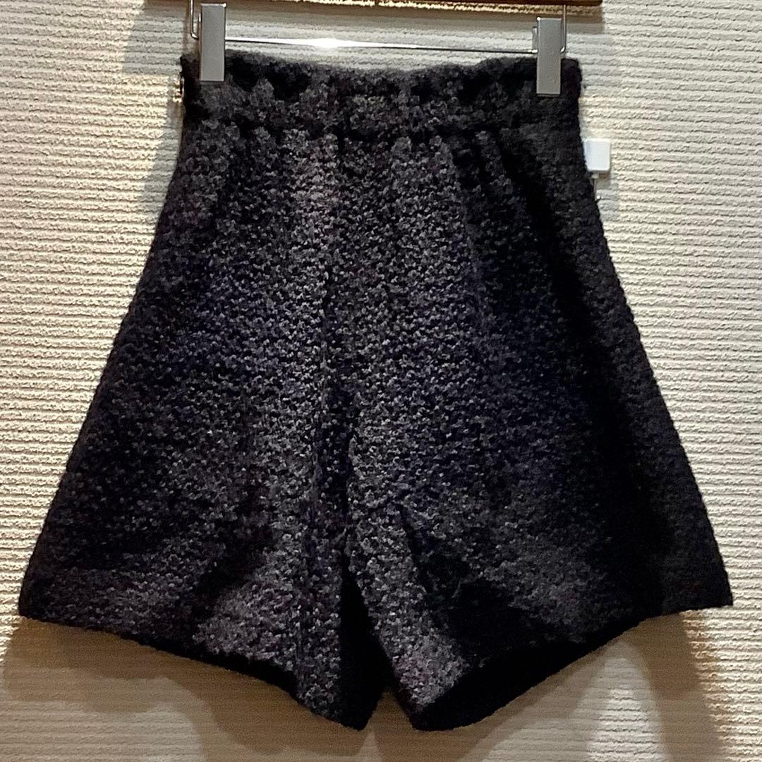 人気 cygne シーニュ ツイードショートパンツ ハイウエストパンツ ブラック