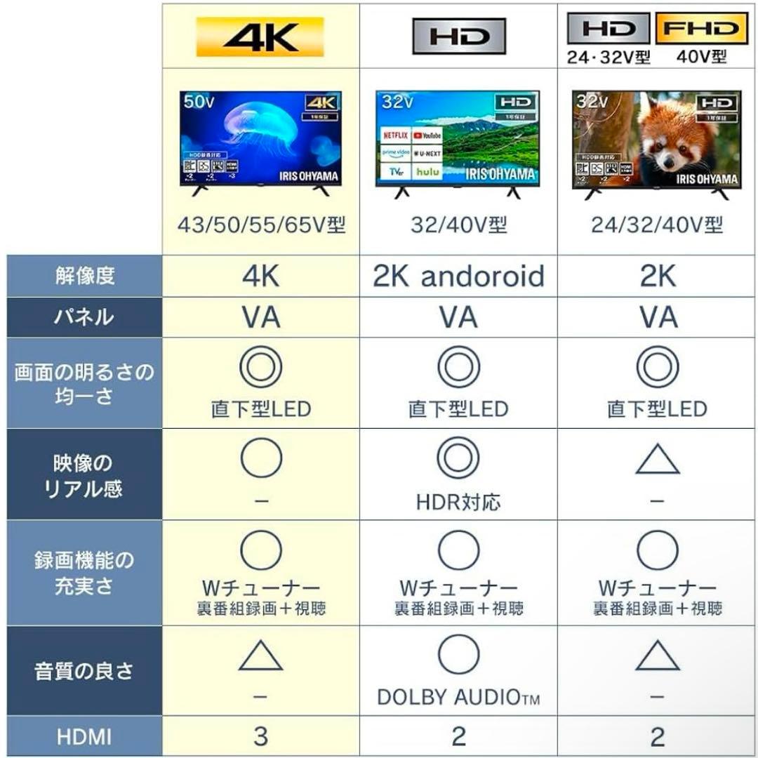 【最終値下げ】IRIS OHYAMA 55インチ 4Kテレビ
