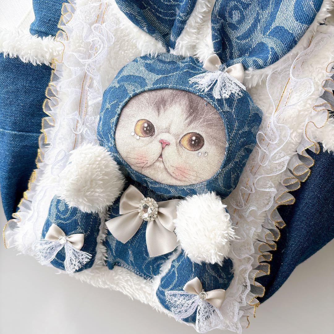 コヤンイサムチョン　バック　バラ模様マンドゥちゃん　デニム　トート