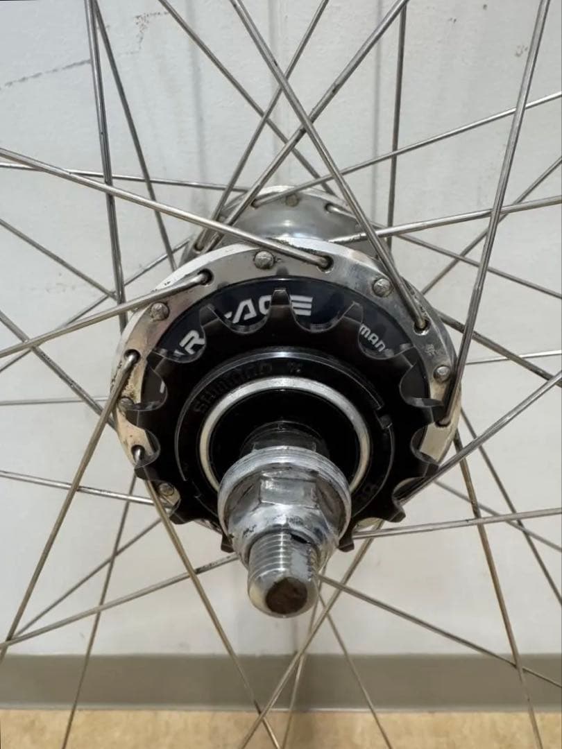 競輪 完組ホイール後輪 シマノDURA-ACEハブ・アラヤGOLDリム