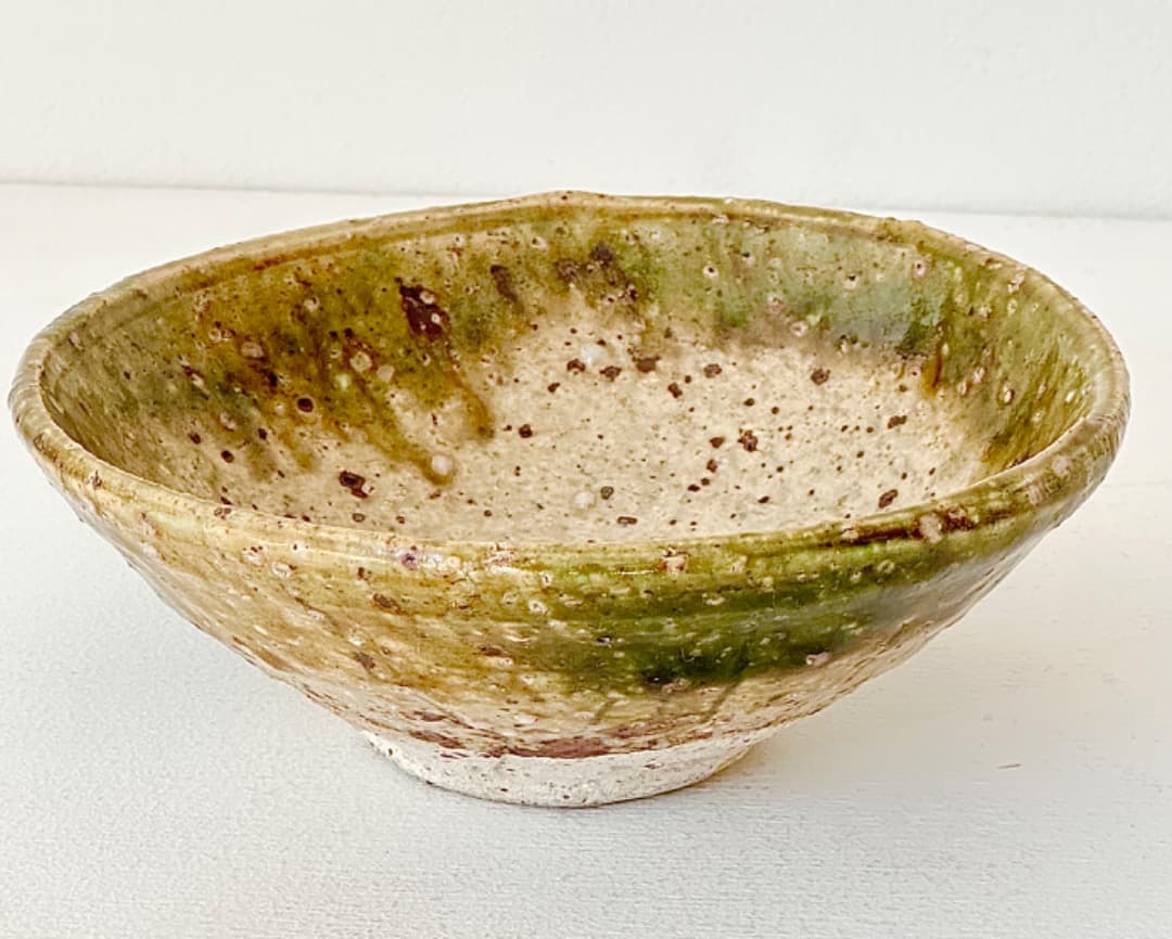 希少作★中島勝乃利『オリベ平茶盌』【師：鯉江良二】