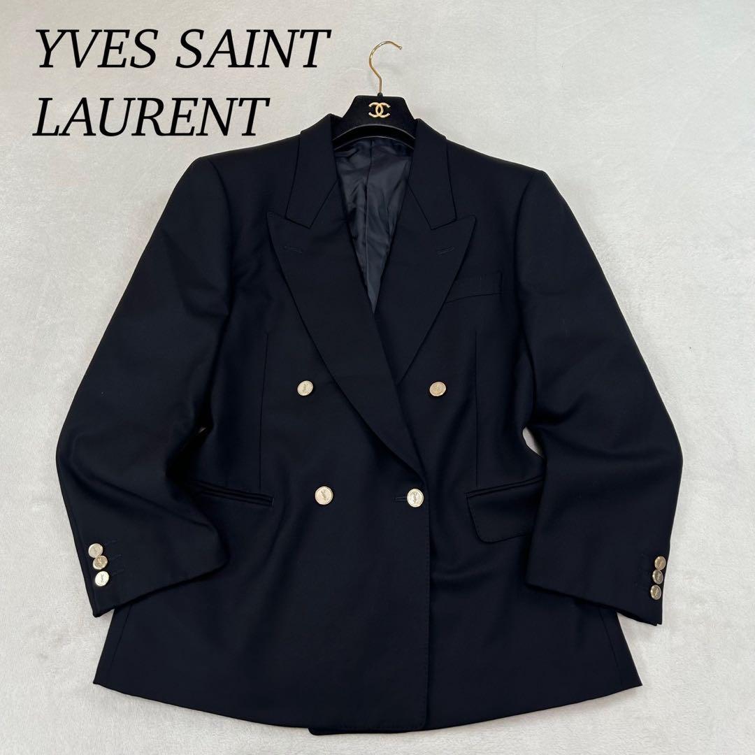 K610 M イヴサンローラン ロゴボタン ダブル テーラードジャケット メンズ