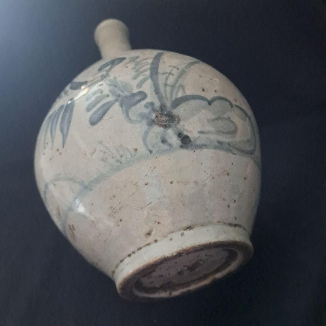 「細首の徳利 初期伊万里のロマン(高さ27cm)」 染付徳利 骨董アンティーク