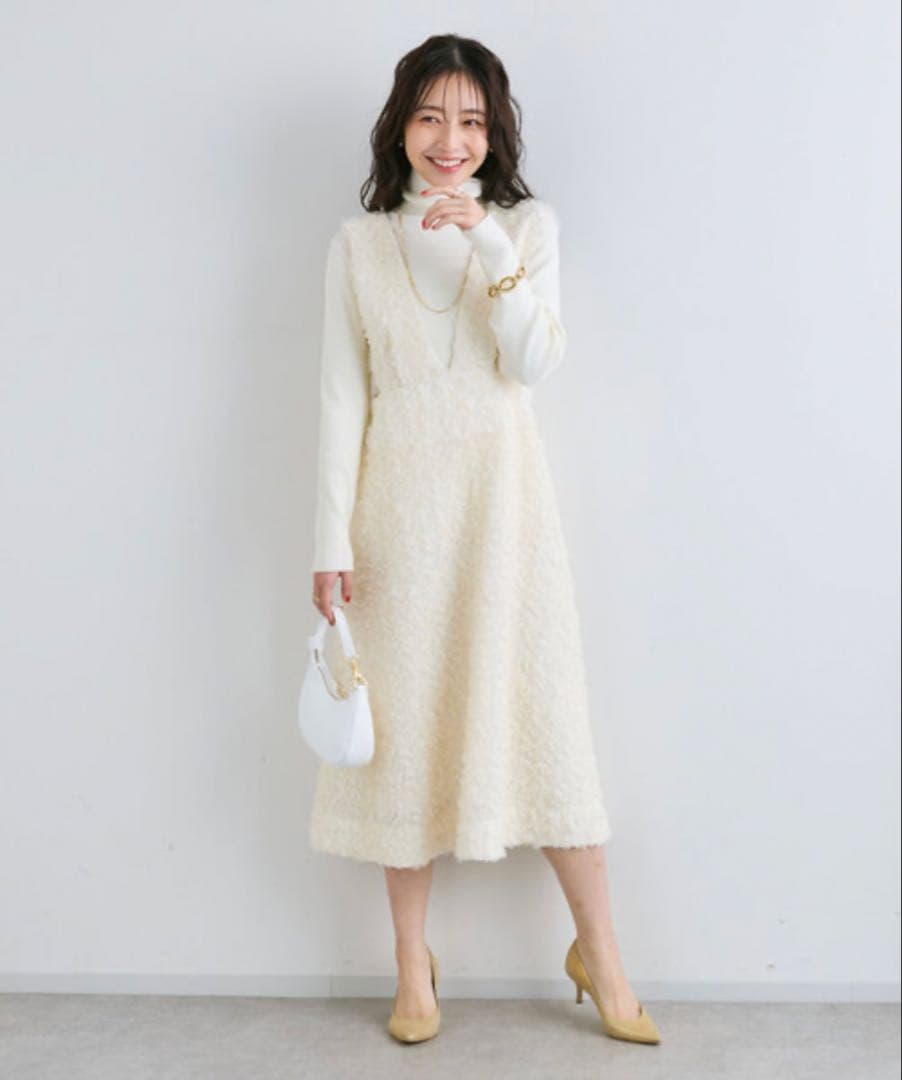 【新品】スカラップフレアジャンドレ ワンピース ジャンスカ ジャンパースカート