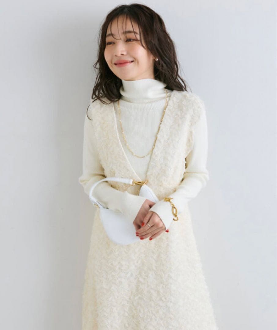 【新品】スカラップフレアジャンドレ ワンピース ジャンスカ ジャンパースカート