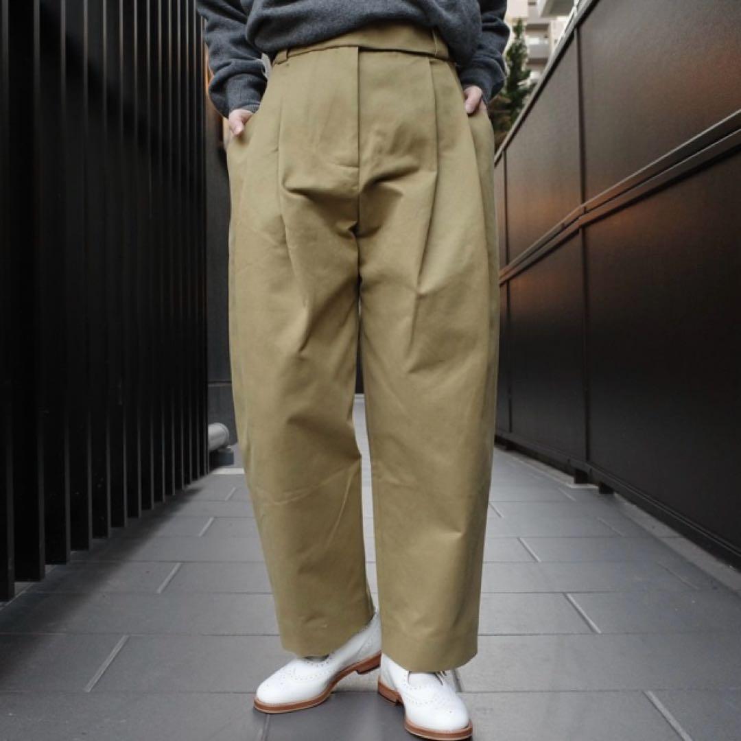 スタジオニコルソン　2タック　ワイドパンツ　ピーチコットンツイル　チノ