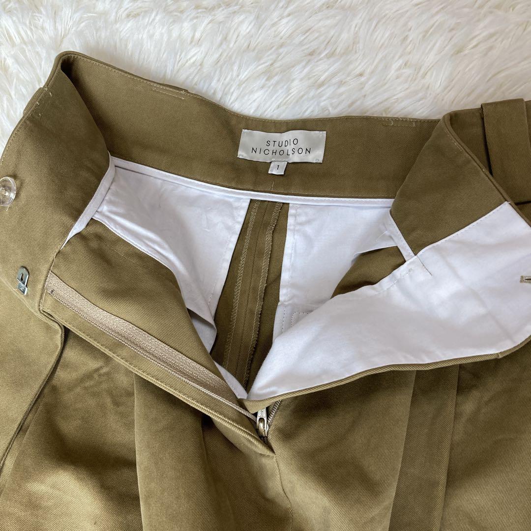 スタジオニコルソン　2タック　ワイドパンツ　ピーチコットンツイル　チノ