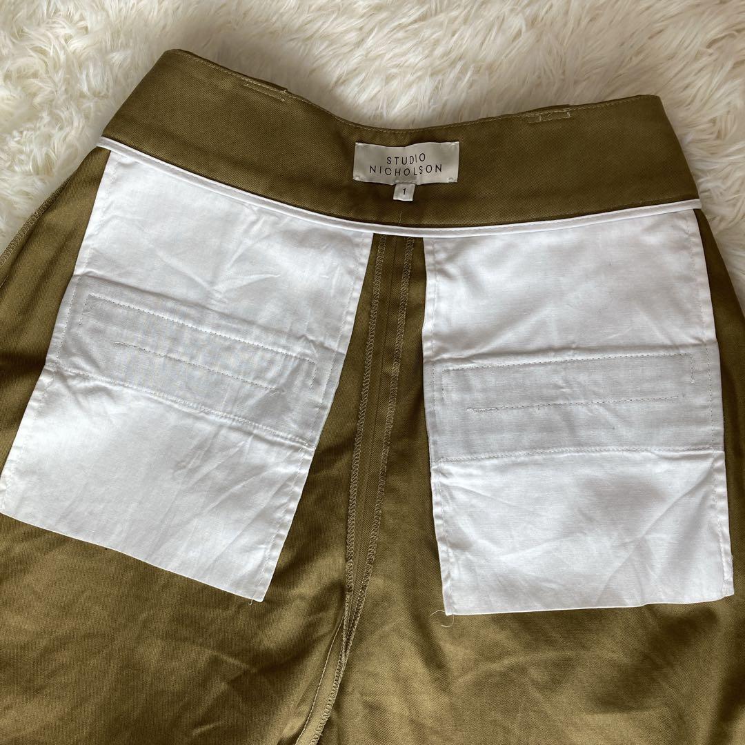 スタジオニコルソン　2タック　ワイドパンツ　ピーチコットンツイル　チノ