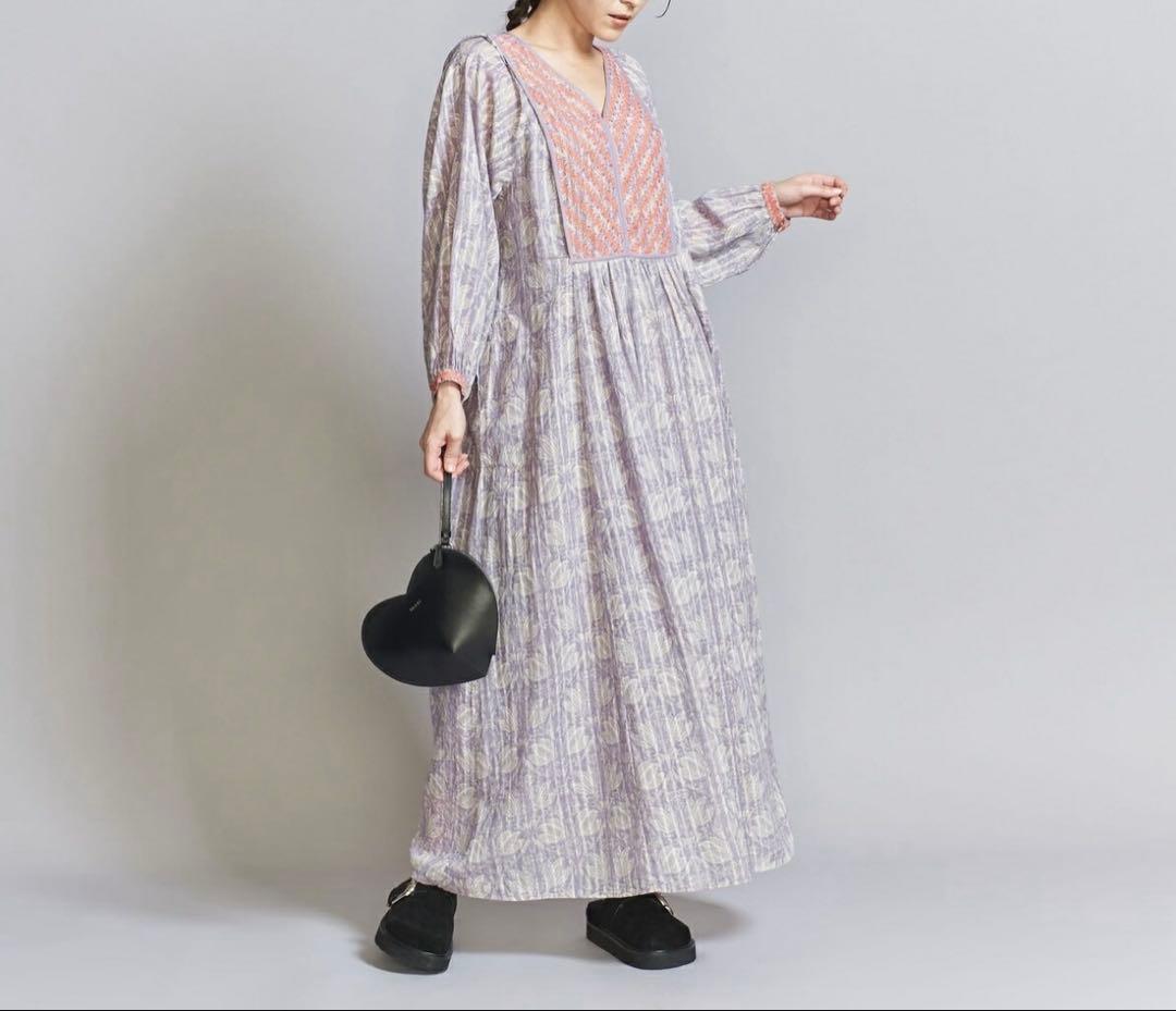ヌキテパ　ヨークエンブロイダリードレスワンピース　ビューティー＆ユースライラック