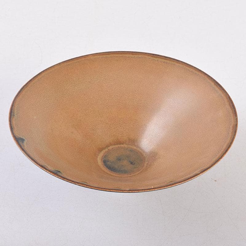 水芙蓉　中国　柿釉　天目茶碗　仕覆・時代箱付　M　R9034