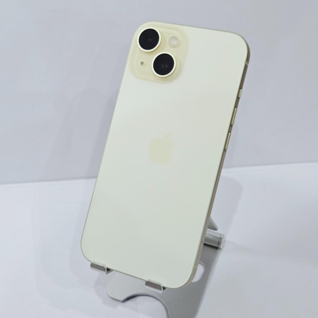12 iPhone15 イエロー SIMフリー 極美品 BT87% 付属品完備