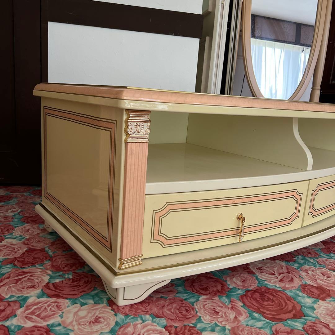 k413r120 イタリア製 ロココ調テレビボード ローボード 白家具 姫系
