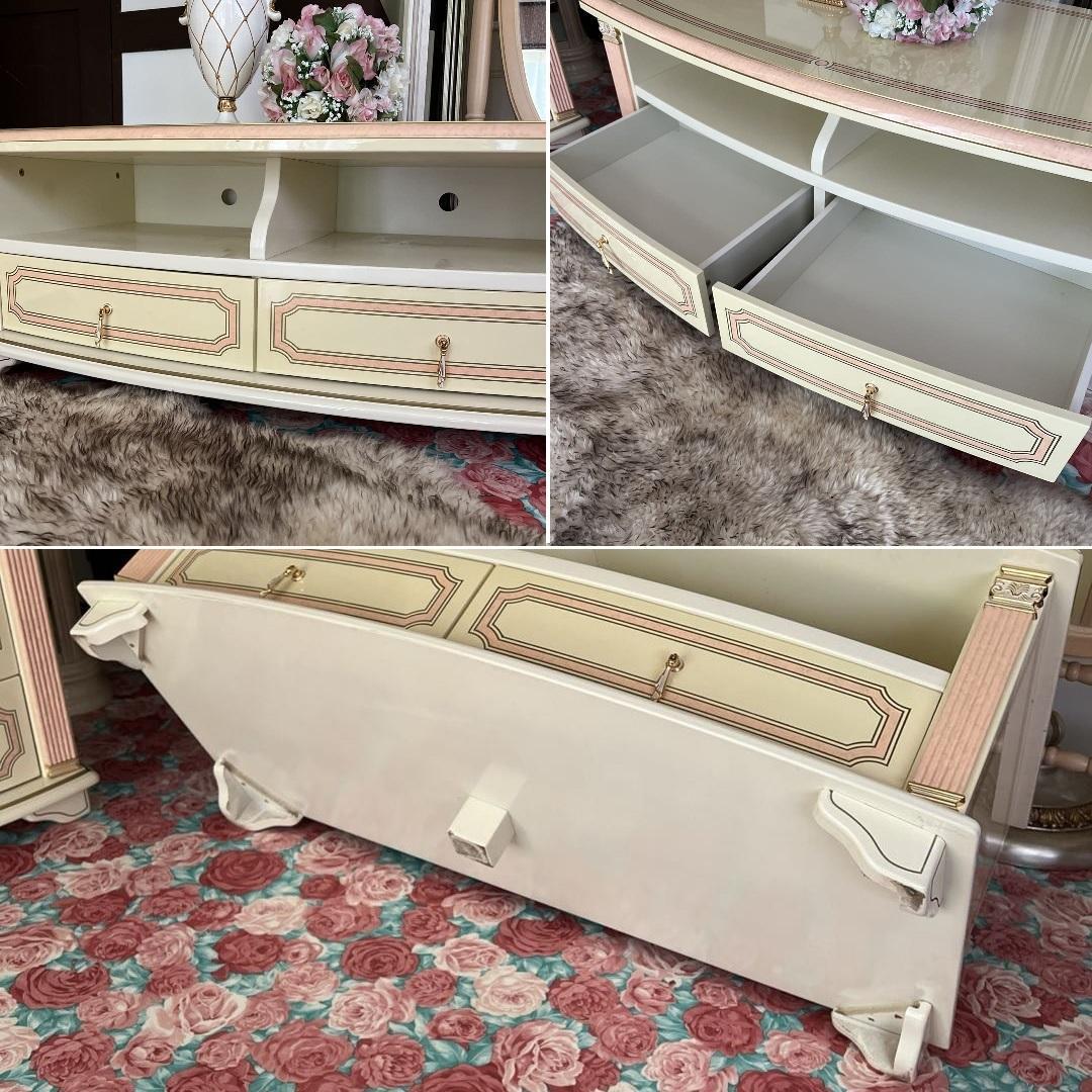 k413r120 イタリア製 ロココ調テレビボード ローボード 白家具 姫系