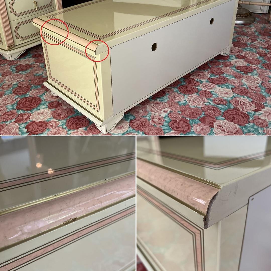 k413r120 イタリア製 ロココ調テレビボード ローボード 白家具 姫系