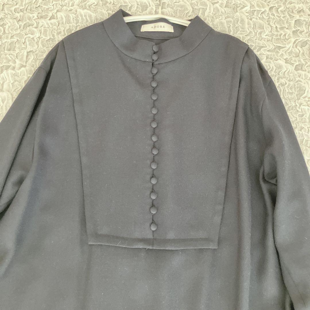 美品ADOREアドーア　ヨーク切り替えワンピース　ネイビー　フォーマル　38