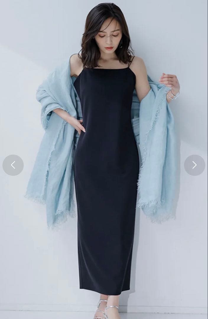 新品未使用　anuans ダブルストラップナローキャミワンピース　ネイビー　М