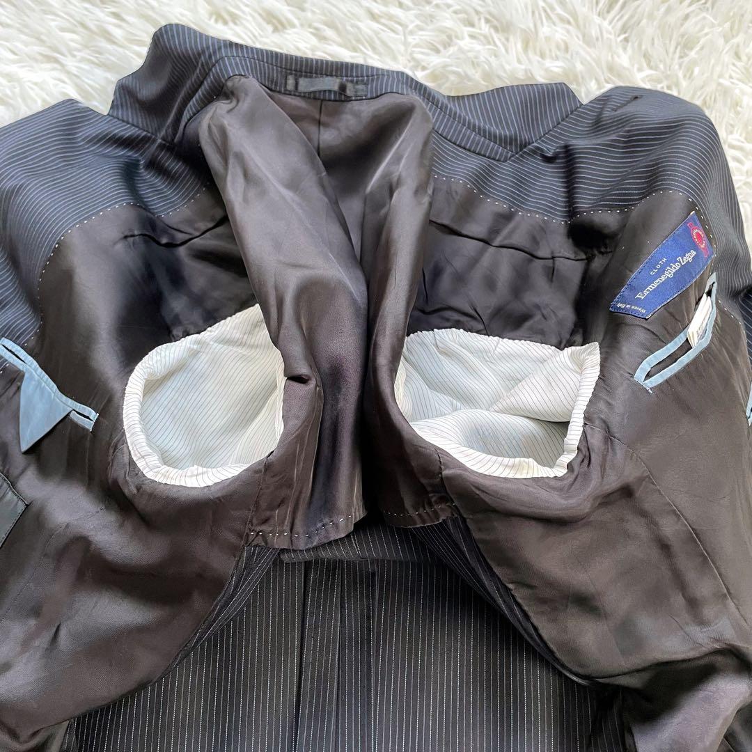 イタリア高級生地ゼニアPaul Smithネイビーストライプスーツセットアップ