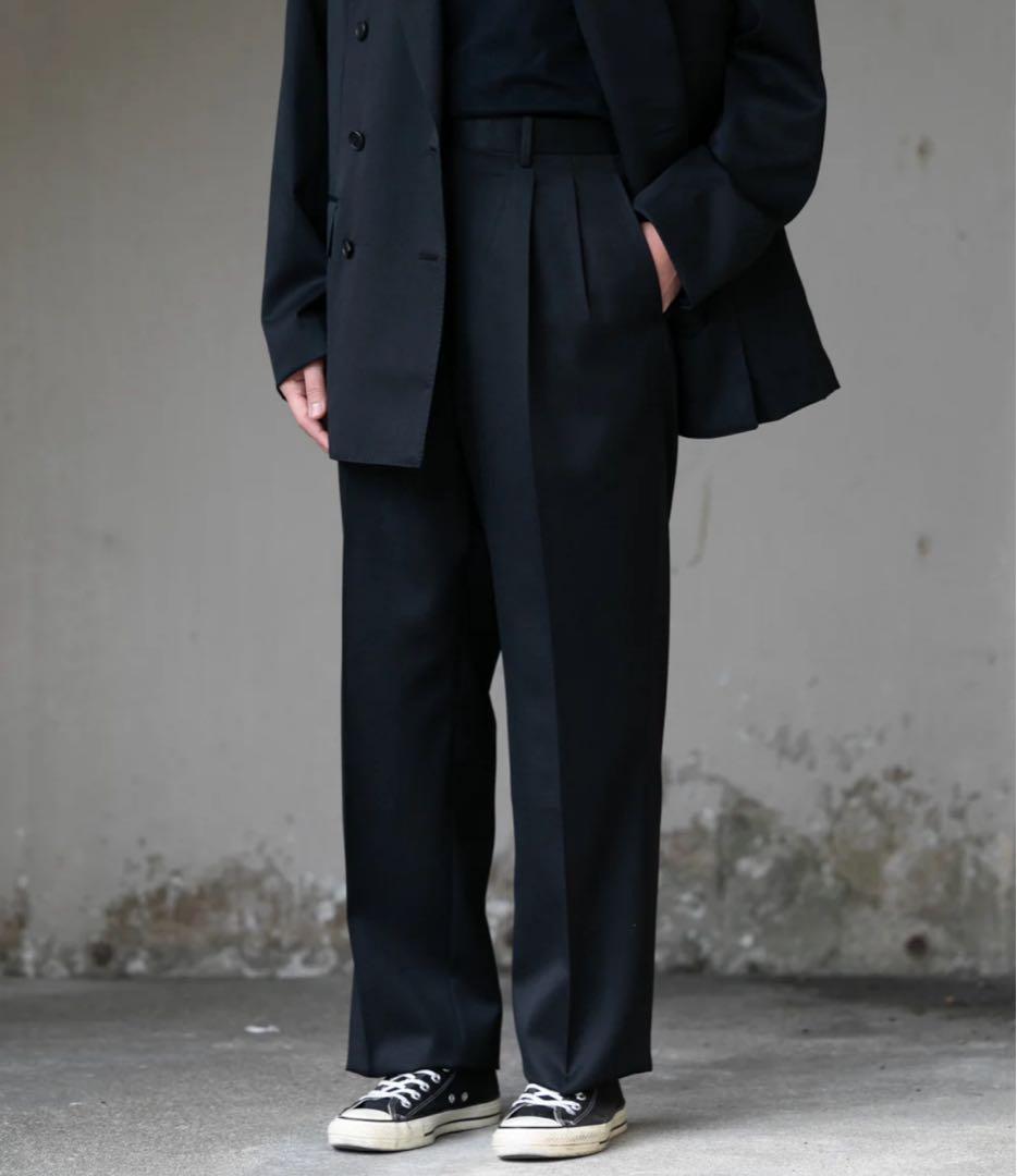 パンツ a.presse slub wool trousers 1 navy