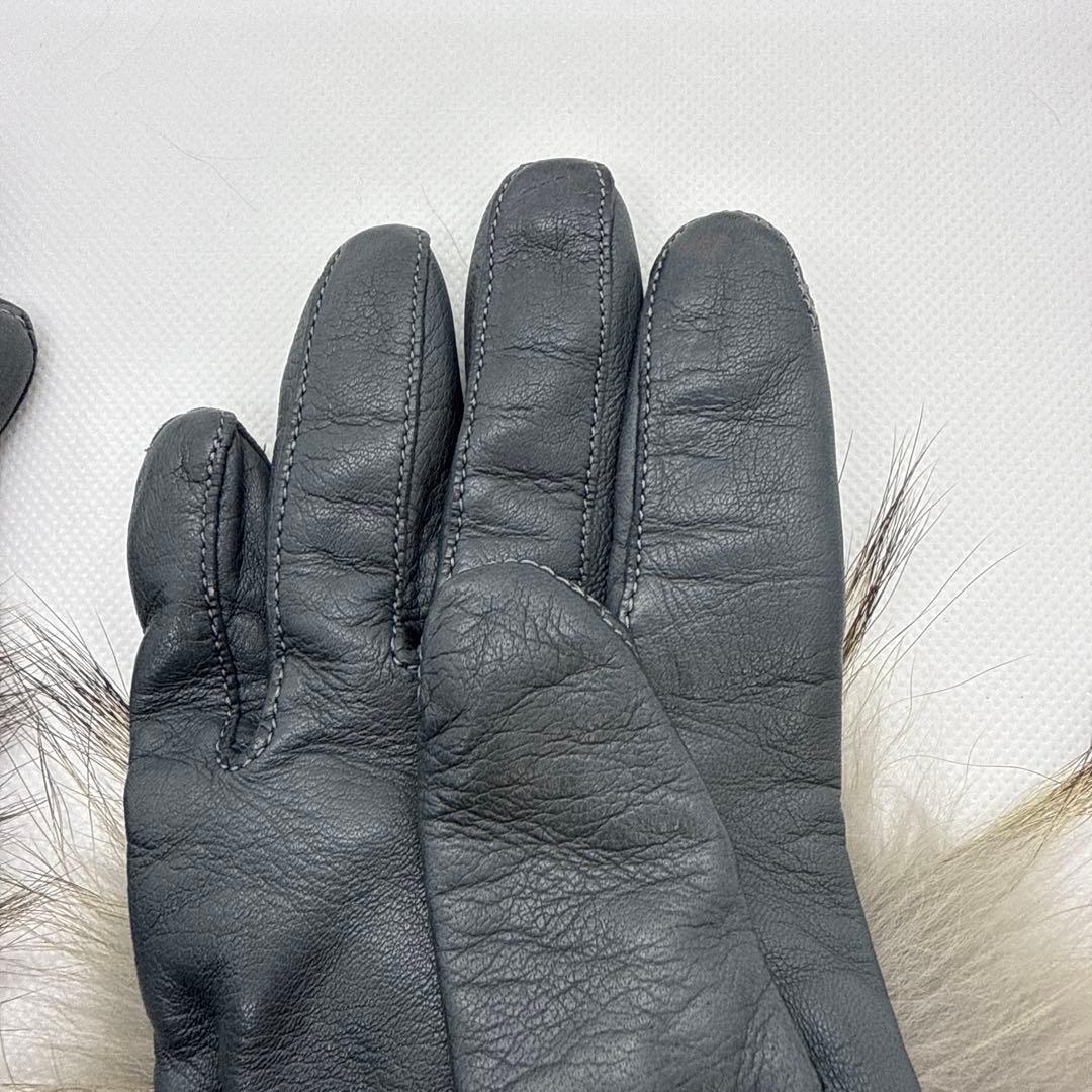 【やびし】ＭＡIＳＯＮ　ＦＡＢＲＥ　革手袋　ファー　未使用　タグつき