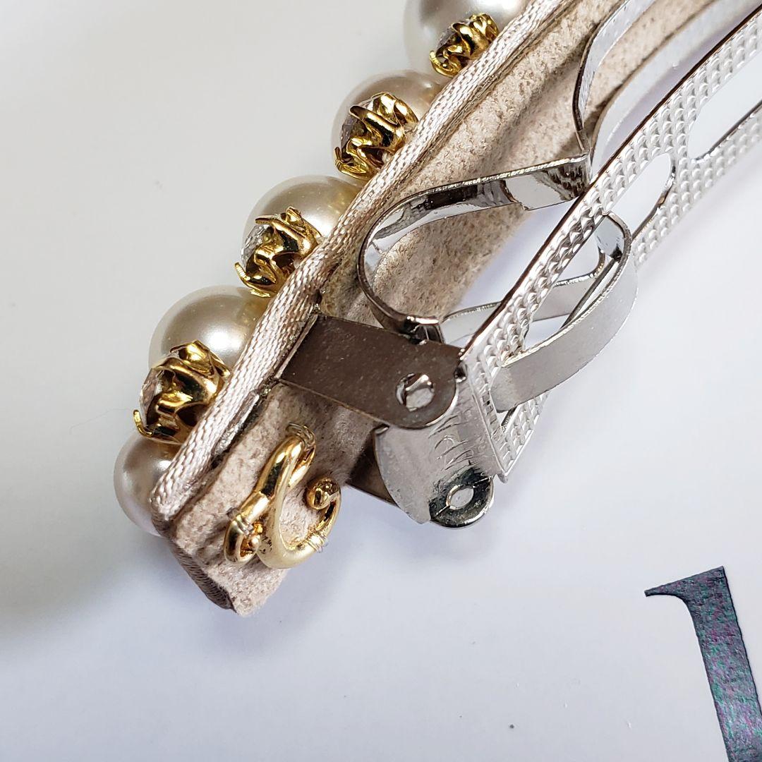 新品　コンプレックスビズ　パール　スワロフスキー　ベージュ　バレッタ　セレモニー