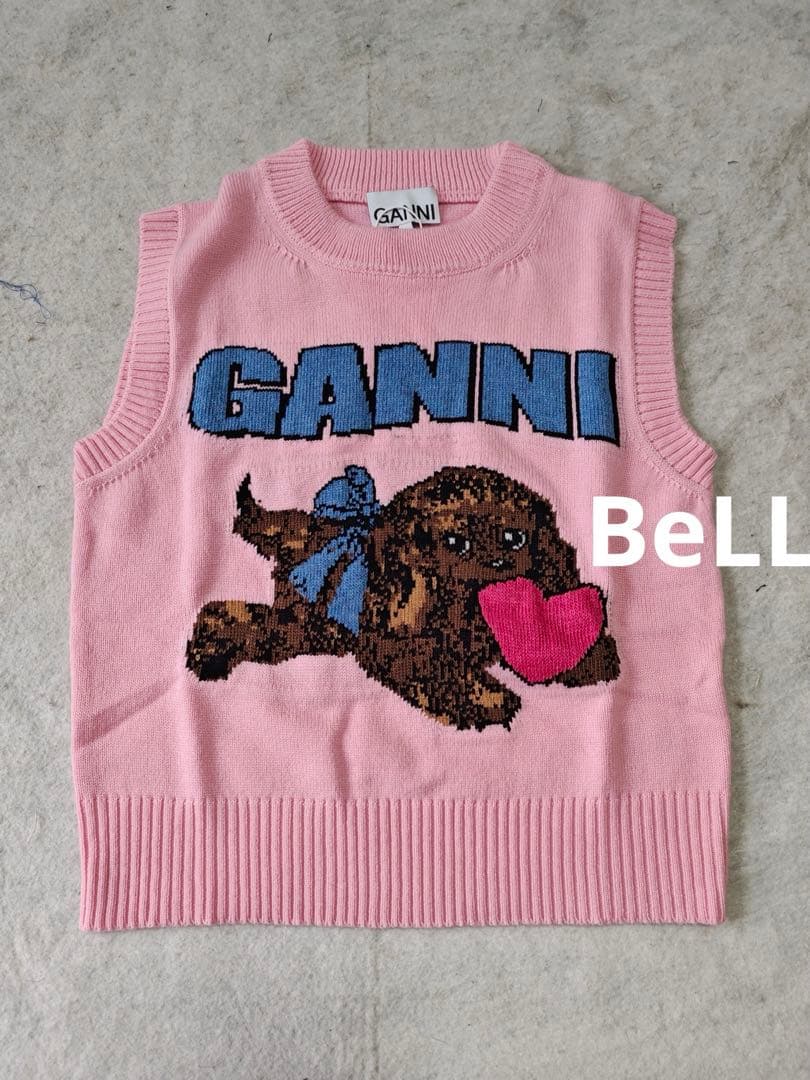 GANNI ニットベスト ピンク S
