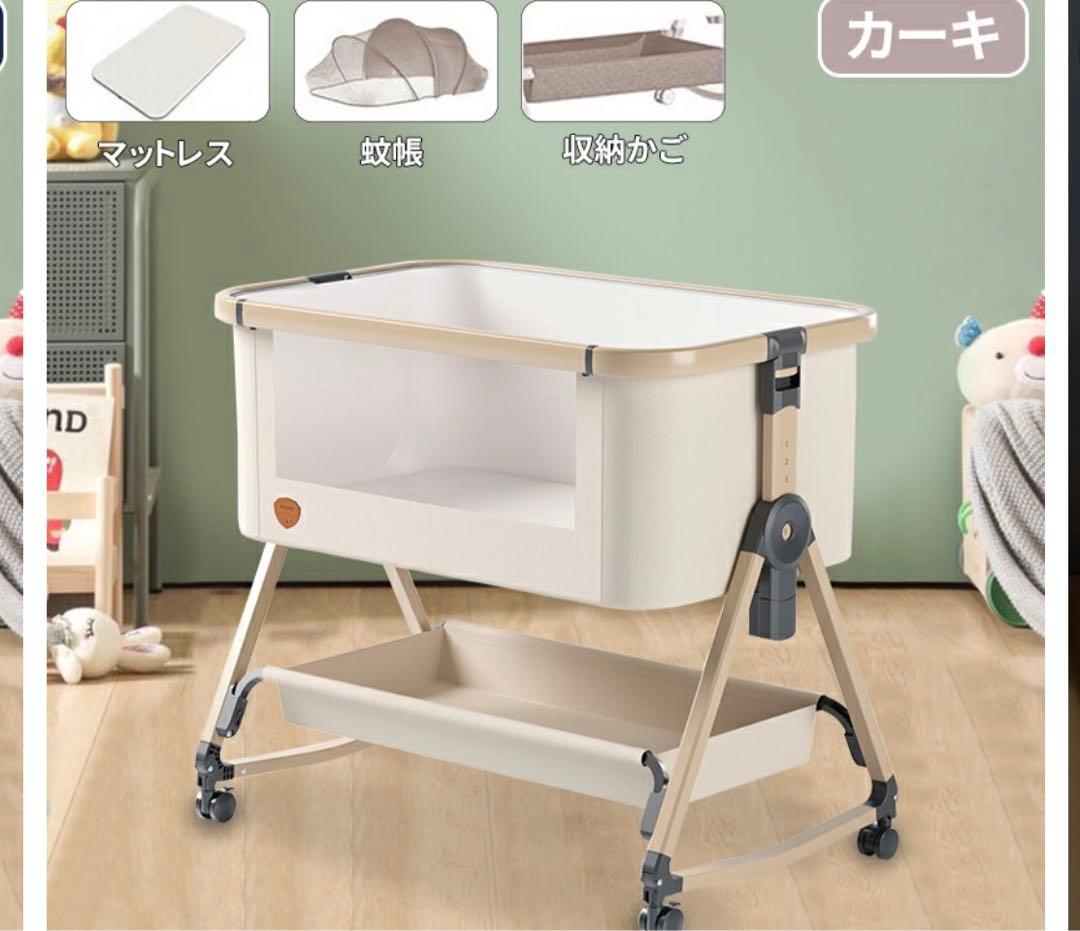 美品　ベビーベッド　&PUPPAPUPOベッドシーツ2枚セット