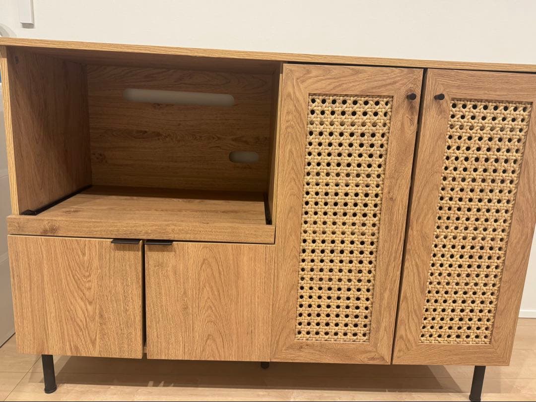 【 R 】ラタン調キッチンカウンター〈幅120〉LOWYA