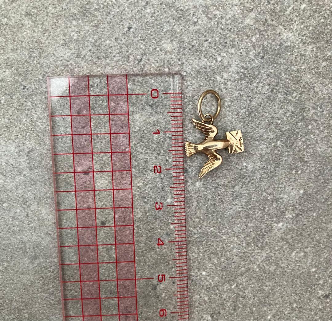 agate アガット K10 ネックレスチャーム　レターバード 鳩