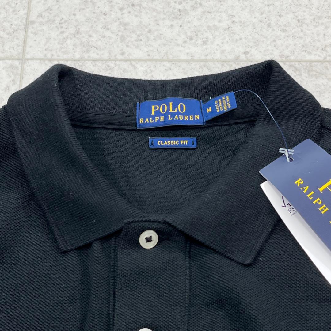 未使用タグ付【ポロラルフローレン】半袖 ポロシャツ ポロベア 刺繍 ブラック M