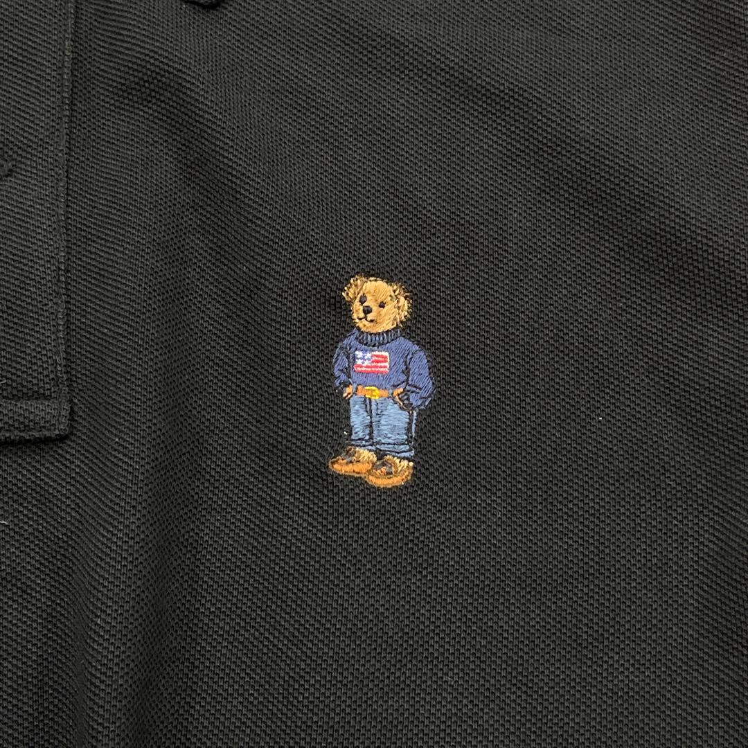 未使用タグ付【ポロラルフローレン】半袖 ポロシャツ ポロベア 刺繍 ブラック M