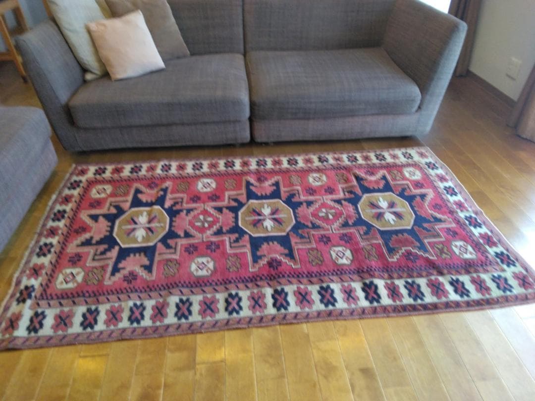 ヴィンテージアフガニスタン手織り段通　193×112 幾何学模様のウールラグ