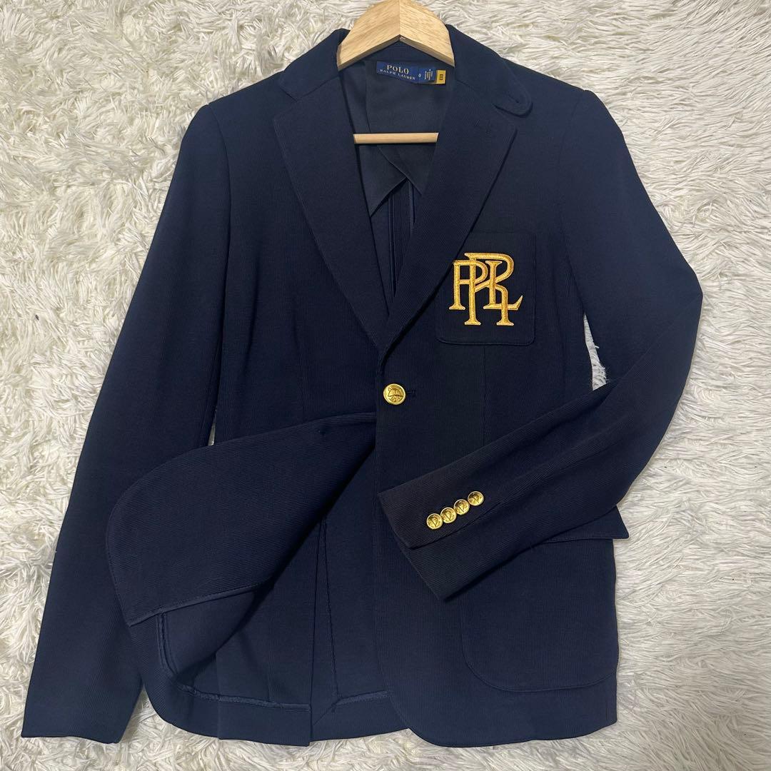 ポロラルフローレンジャケット濃紺ネイビー現行モデル RLロゴ刺繍 金ボタン XS