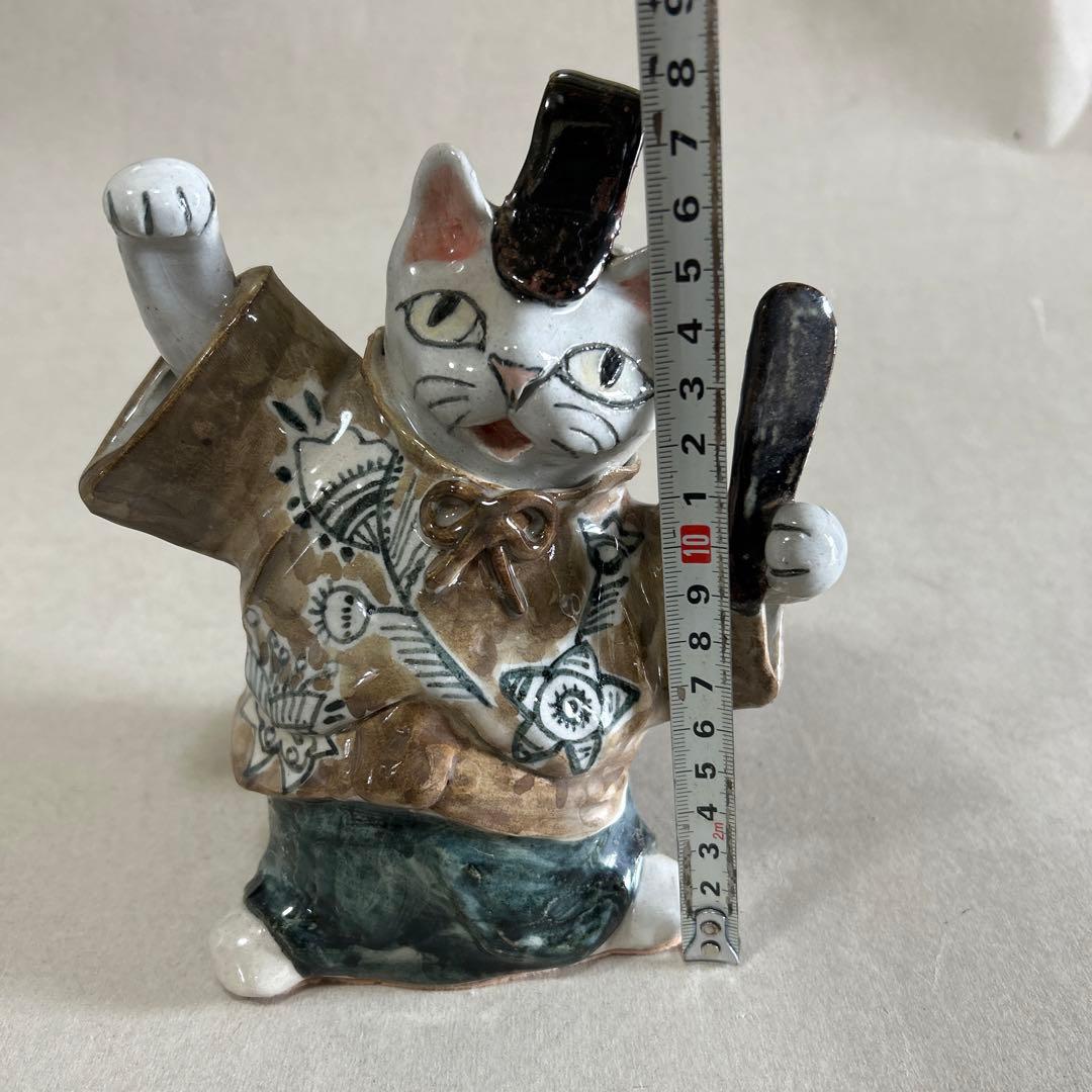 猫の招き雛人形 2体セット 陶器製