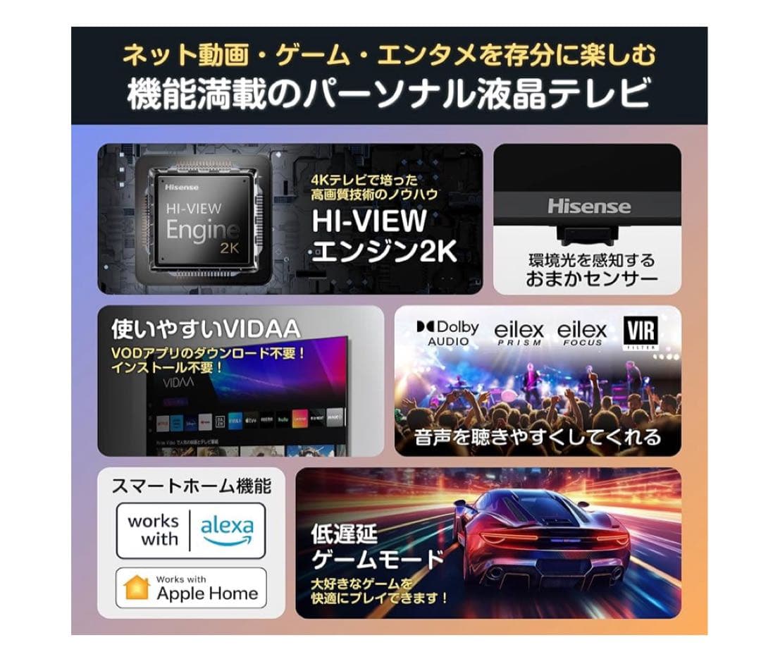 ハイセンス 40V型 40E4N フルハイビジョン　2025製