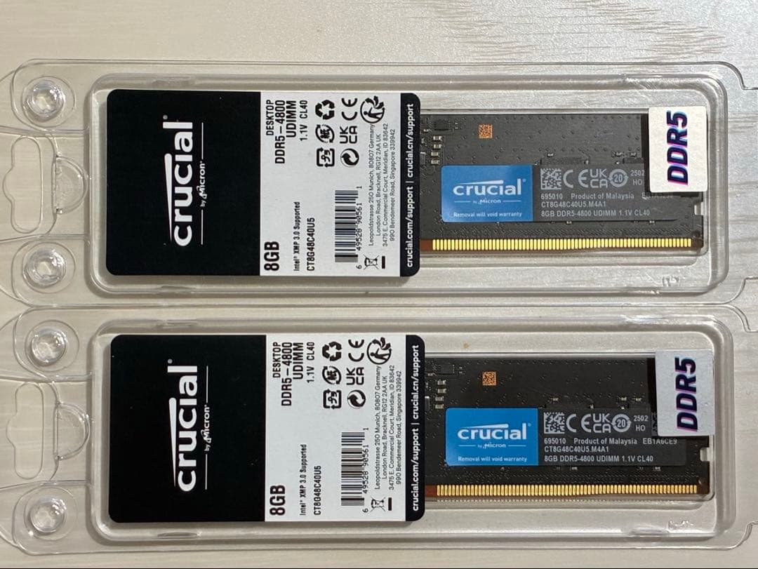 Crucial DDR5-4800 UDIMM 16GB(8GB ×2)