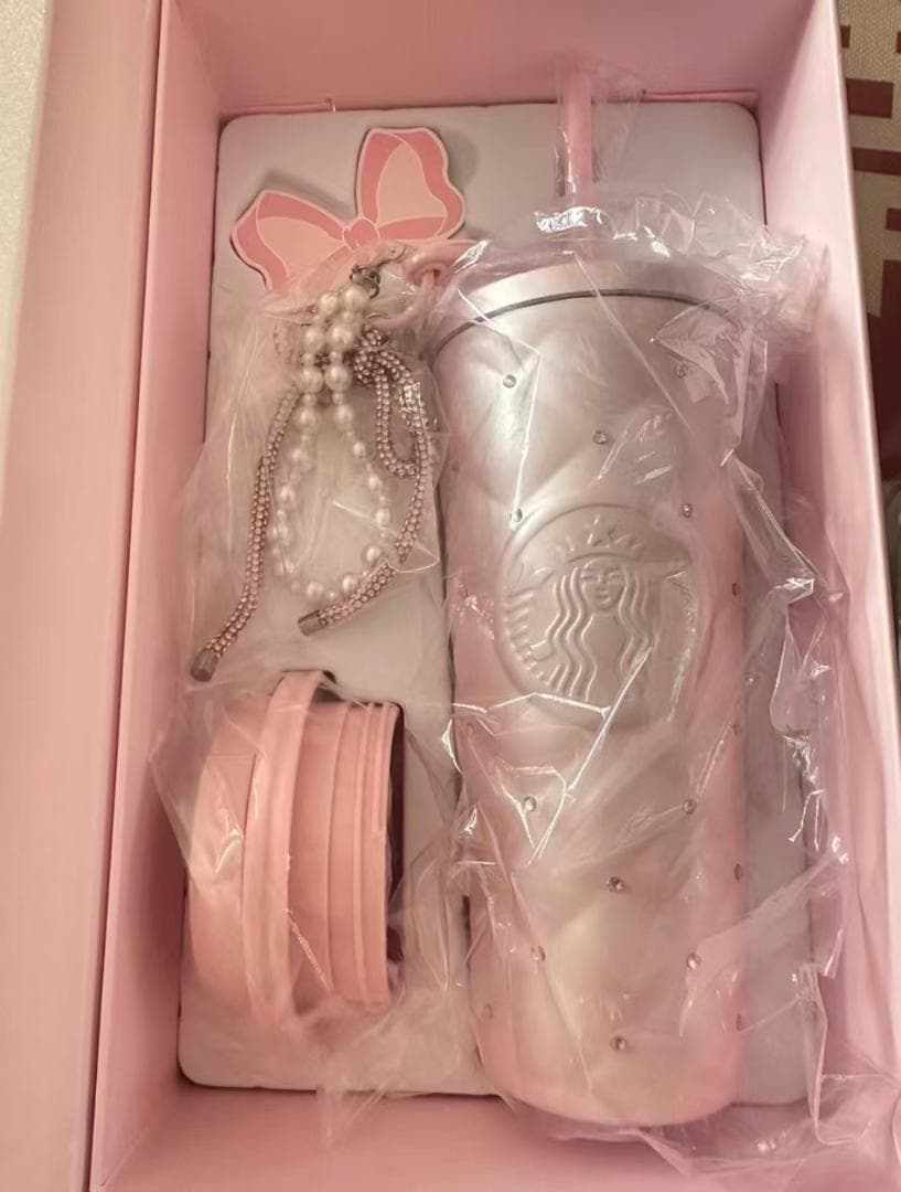 中国スターバックス　ステンレスタンブラー　ラインストーン　バレンタイン