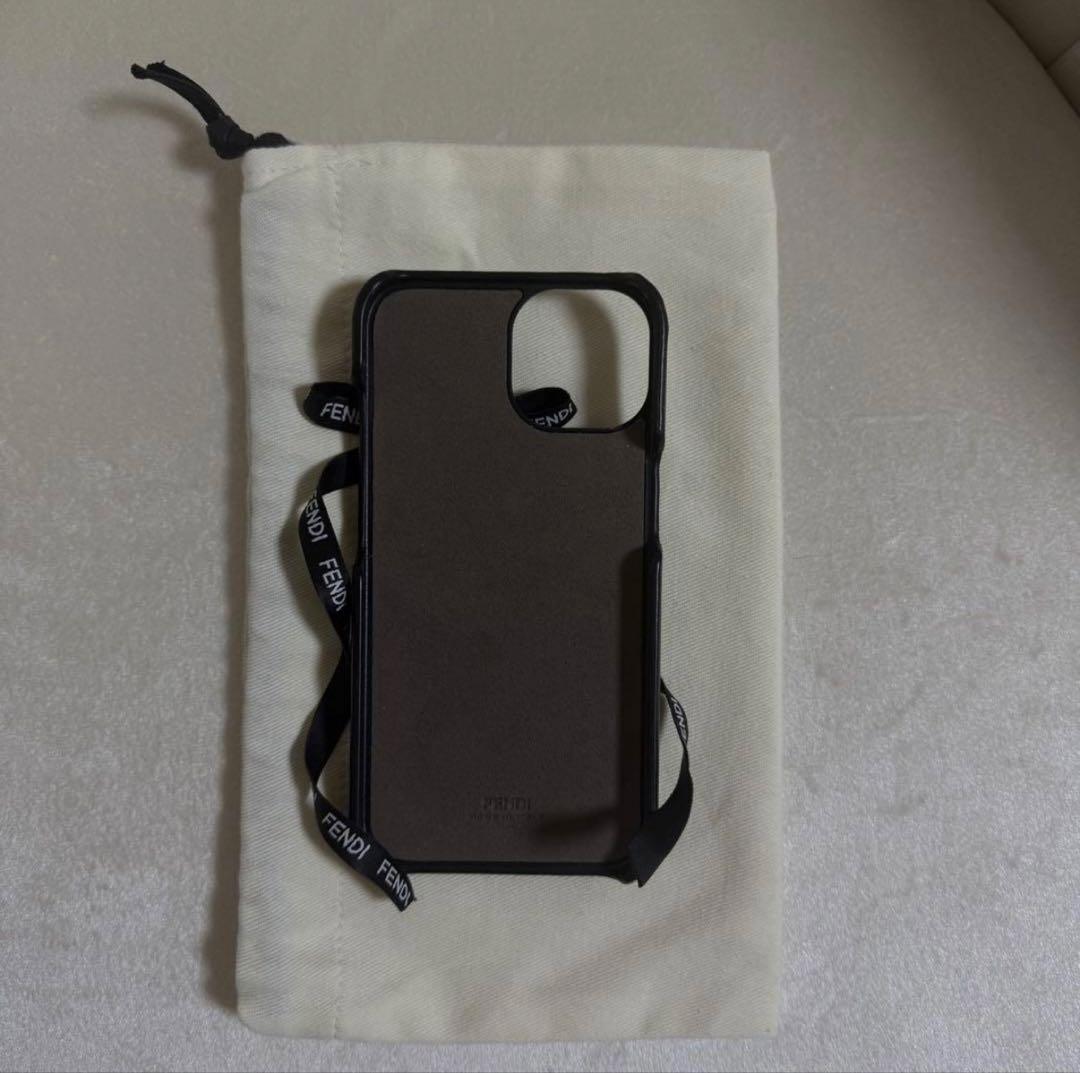 FENDI ブラックレザー iPhoneケース リボン付き