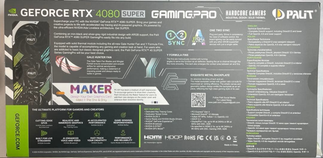 グラフィックボード・グラボ・ビデオカード PALIT GeForce RTX 4080 SUPER GAMINGPRO