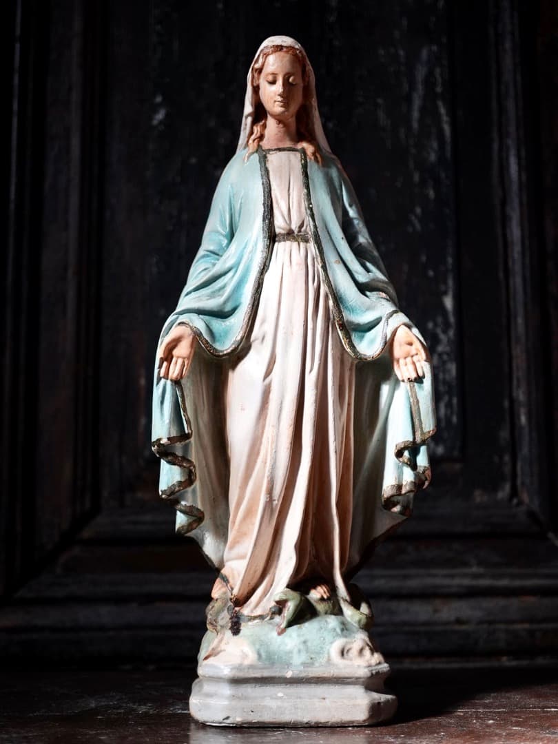 ◎フランスアンティーク　癒しの御顔、美しい聖母マリア像