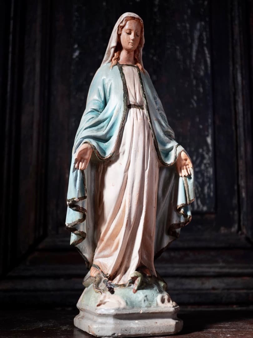 ◎フランスアンティーク　癒しの御顔、美しい聖母マリア像