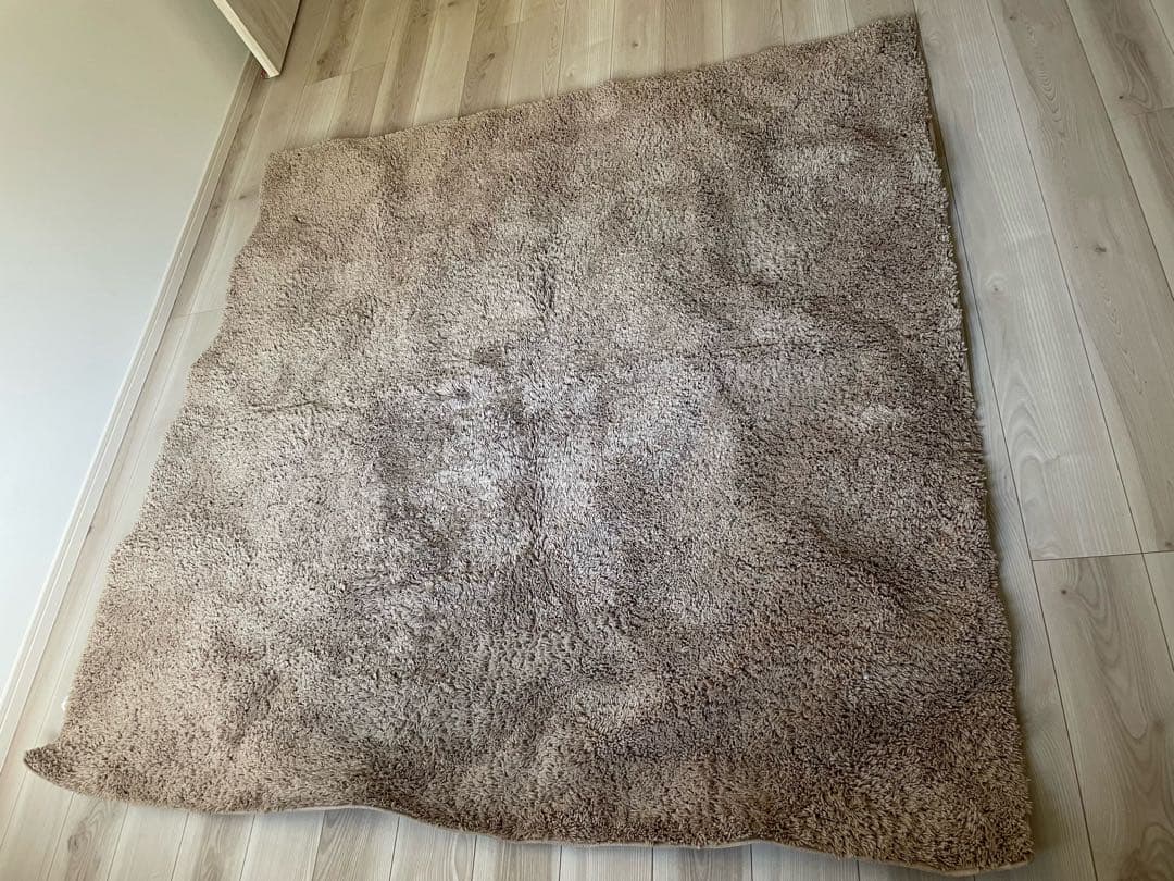 電気カーペットと極太シャギーラグセット　185cmX185cm　キャメル