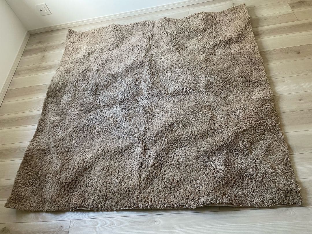 電気カーペットと極太シャギーラグセット　185cmX185cm　キャメル