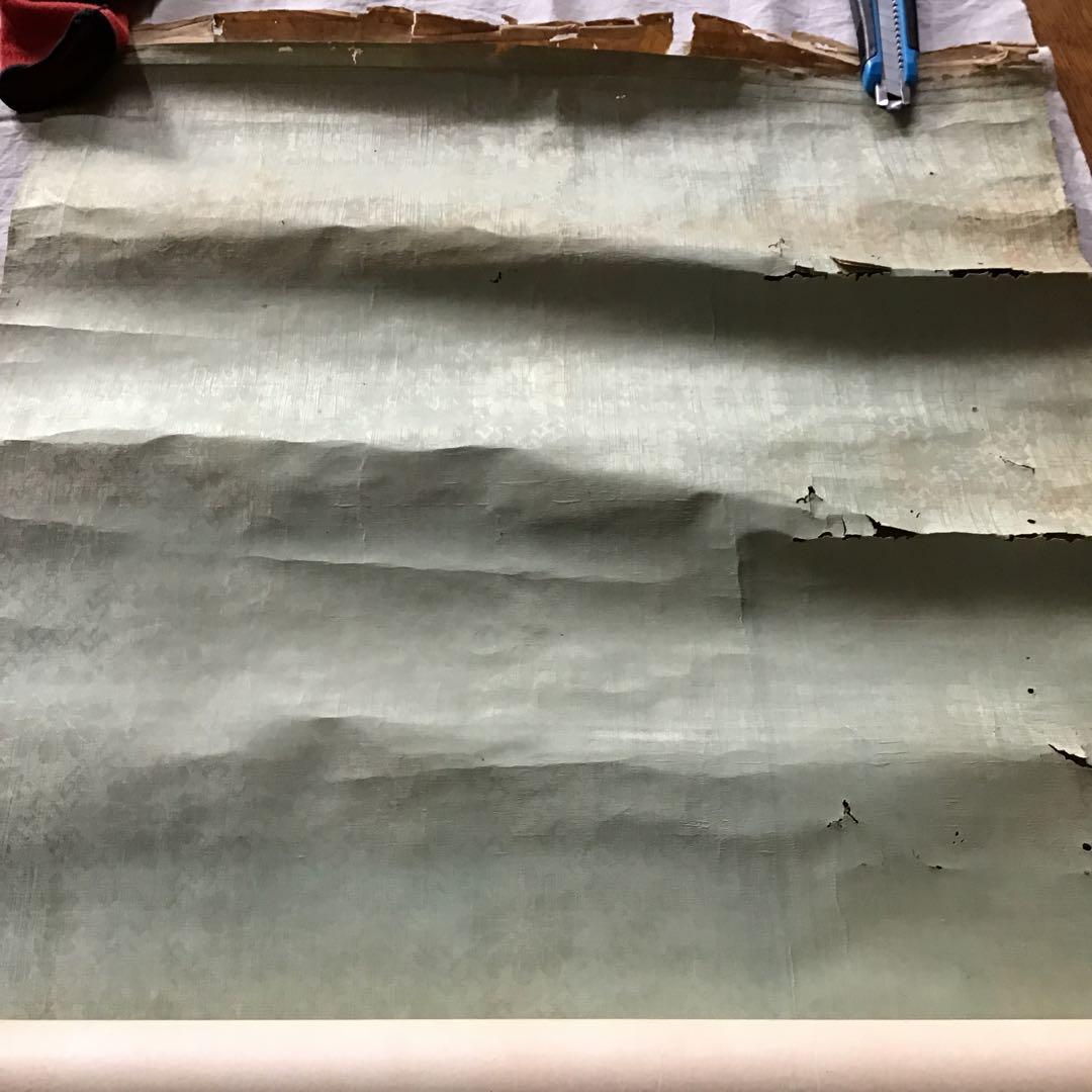 中国美術　骨董　掛軸「文伯仁」画　観瀑図　設色絹本