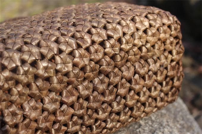 山胡桃木 クルミ 六角花結び編み 山葡萄 籠 かご バッグ コンパクト 巾着