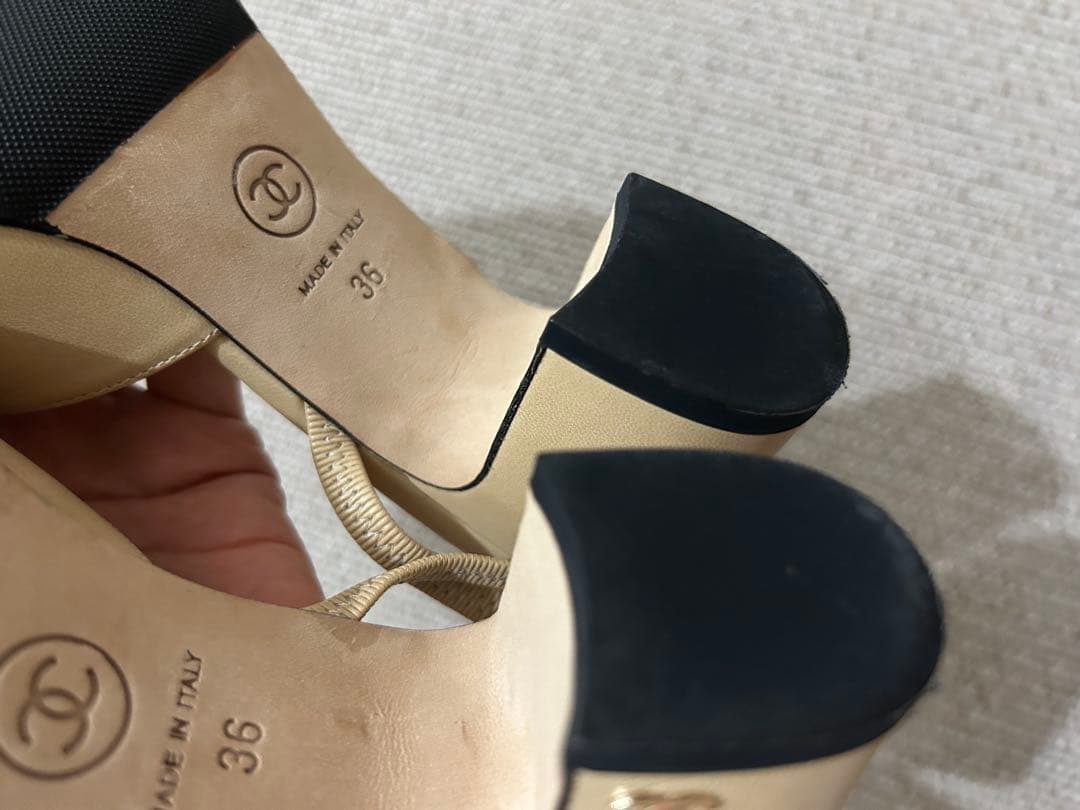 未使用　CHANEL スリングバックサンダル