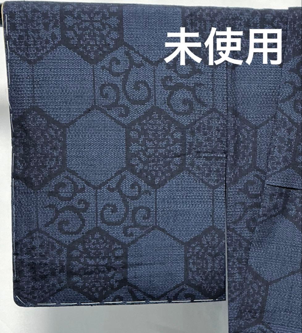 b193 正絹　袷　結城紬　未使用しつけ付極美品　着物