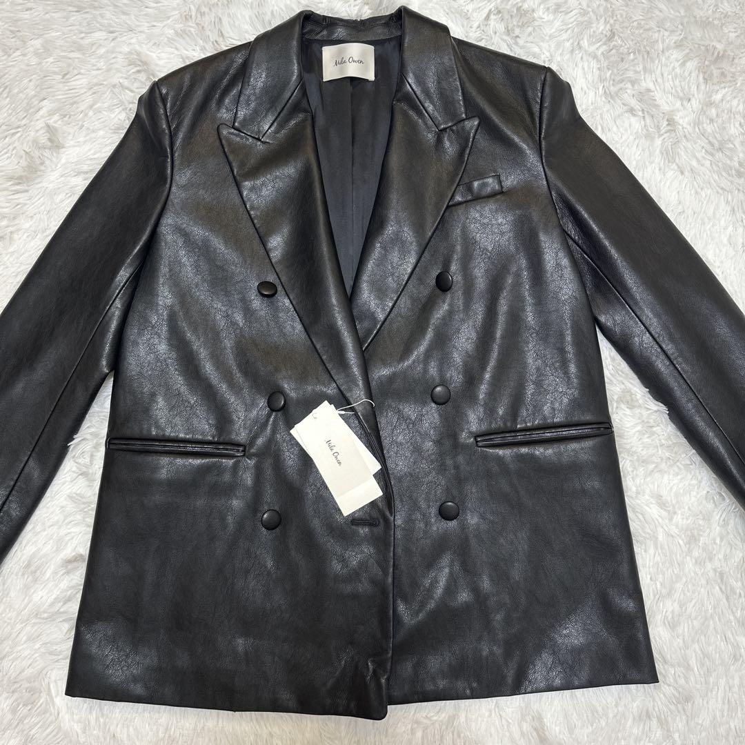 ⭐️新品　未使用品　Mila Owenフェイクレザービッグショルダージャケット　黒